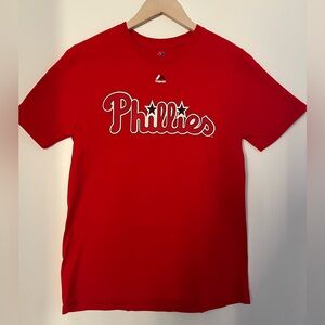 Majestic Phillies Red Cotton t-Shirt Chase Utley 26 woman size L